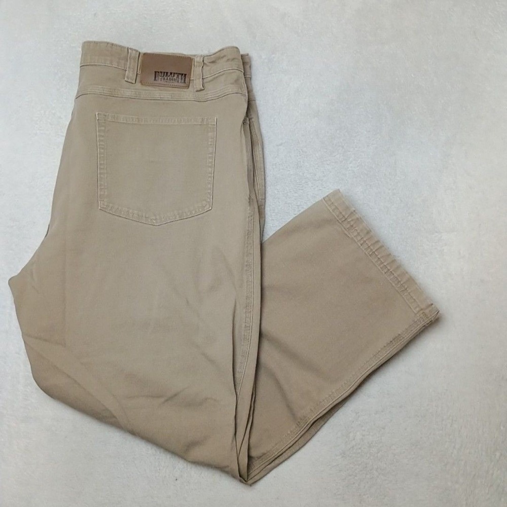 Duluth Trading Jeans Mens 44x30 Beige Relaxed Flex Fire Hose Khakis Outdoor Work